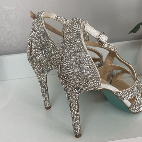 Betsey Johnson Miles Ankle Strap Stiletto Heel Sandals Sz 7.5 Prom Wedding Party - Picture 8 of 13